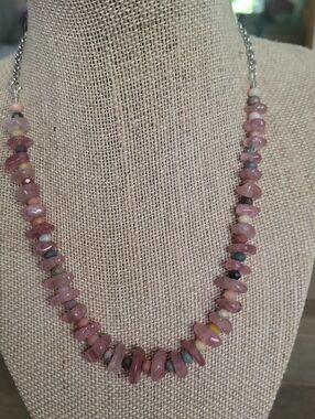 Handcrafted Pink Strawberry Quartz W/ Multi-Gemstone Beaded Necklace